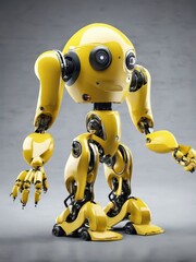 the AI Image Generator, Yellow Humanoid Robot with Mechanical Features i