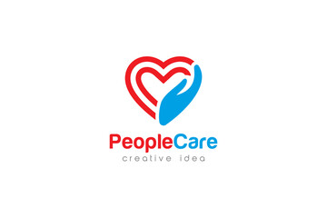 Creative People Care Concept Logo Design Template