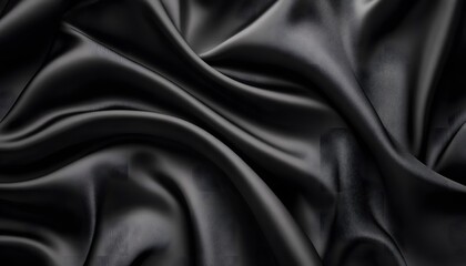 Fototapeta premium Draped Black Silk Fabric Abstract Texture