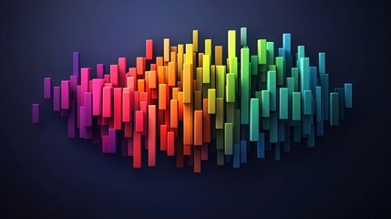 Colorful abstract blocks, data visualization, dark background, website banner