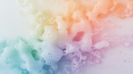 Pastel Foam Dream: Abstract image of pastel-colored foam creating a dreamy, ethereal texture. The soft, swirling forms and rainbow hues evoke a sense of lightness and fantasy.