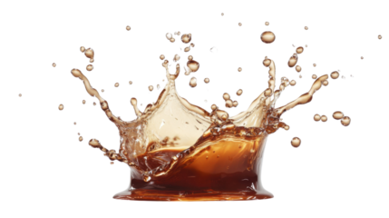 Refreshing cola crown splashing with transparent background