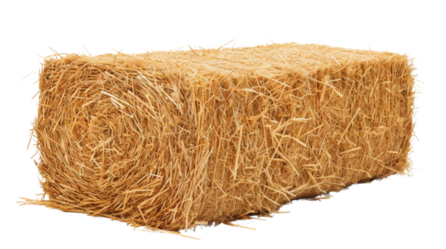 Golden hay bale on transparent background, perfect for agricultural or farming projects