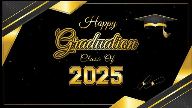 luxury black and golden frame happy graduation 2025 green screen background