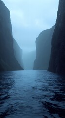 Misty Fjord Serenity: A Breathtaking Norwegian Fjord Landscape