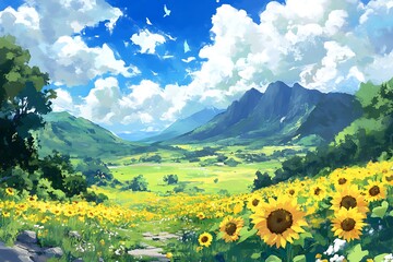 A field of sunflowers in full bloom