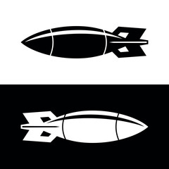 Bomb icon. Air bomb, symbol of war, bombardment or explosion. Powerful offensive weapon.