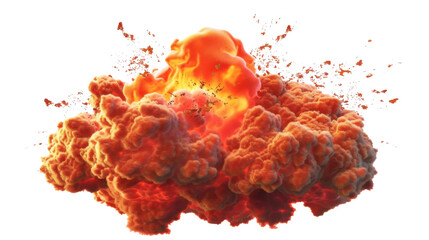 Realistic fireball explosion with transparent background for vfx compositing