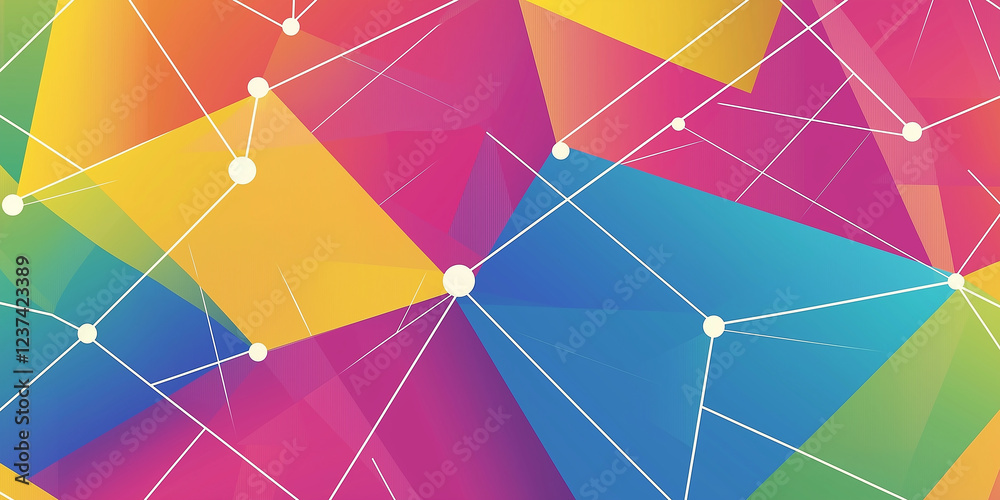 Aufkleber colorful abstract geometric background connecting dots and lines