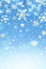 Falling snowflakes, winter sky, bokeh background, holiday greeting card