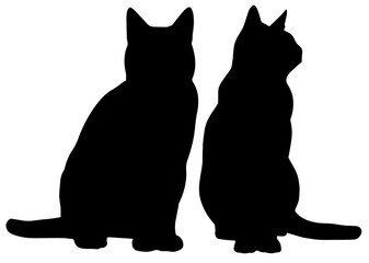 Silhouettes of Two Cats
