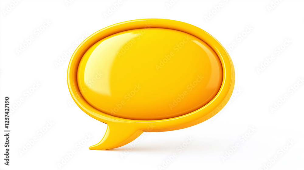 Aufkleber glossy yellow speech bubble floating on white background