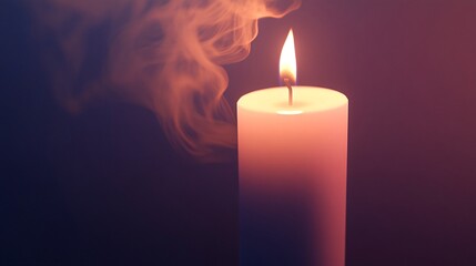 Burning candle with smoke, dark background, remembrance, spiritual