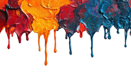 Fototapeta premium Colorful oil paint dripping with transparent background