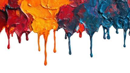 Colorful oil paint dripping with transparent background