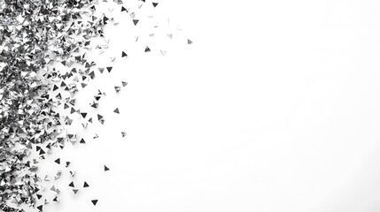 Obraz premium Silver Triangle Confetti Scattered On White Background
