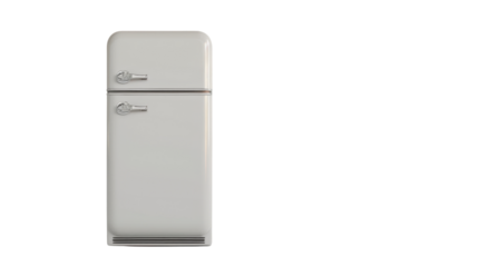 White retro refrigerator isolated on transparent background