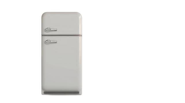 White retro refrigerator isolated on transparent background - Powered by Adobe