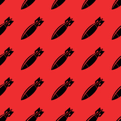 Seamless pattern, bomb. Air bomb, symbol of war, bombardment or explosion. Powerful offensive weapon.