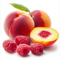 Sweet peaches with tart raspberries