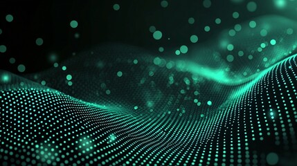 Abstract teal wave particles background