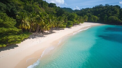 Secluded Tropical Beach with White Sand and Turquoise Water