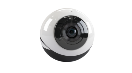 Spherical security camera rotating and recording with transparent background