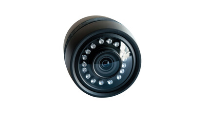 Modern security camera providing surveillance with infrared leds on transparent background