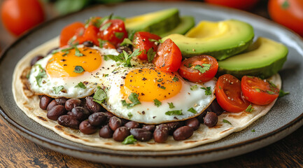 Stuffed Breakfast Tacos with Eggs and Black Beans