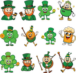 Fototapeta premium Fun St. Patrick's Day Cartoon Characters Set