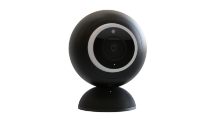 Modern spherical security camera recording with transparent background