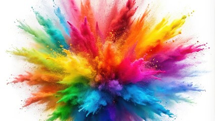 Obraz premium Explosion of colored powder isolated on white background, white background