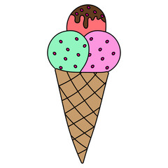 Kawaii Ice Cream Clipart: Doodle Ice Cream Clipart: Colorful Hand-drawn Ice Cream
