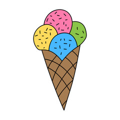 Kawaii Ice Cream Clipart: Doodle Ice Cream Clipart: Colorful Hand-drawn Ice Cream