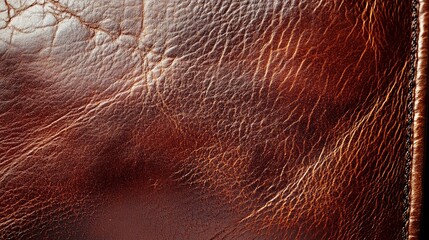 Naklejka premium Brown leather texture background, close-up detail