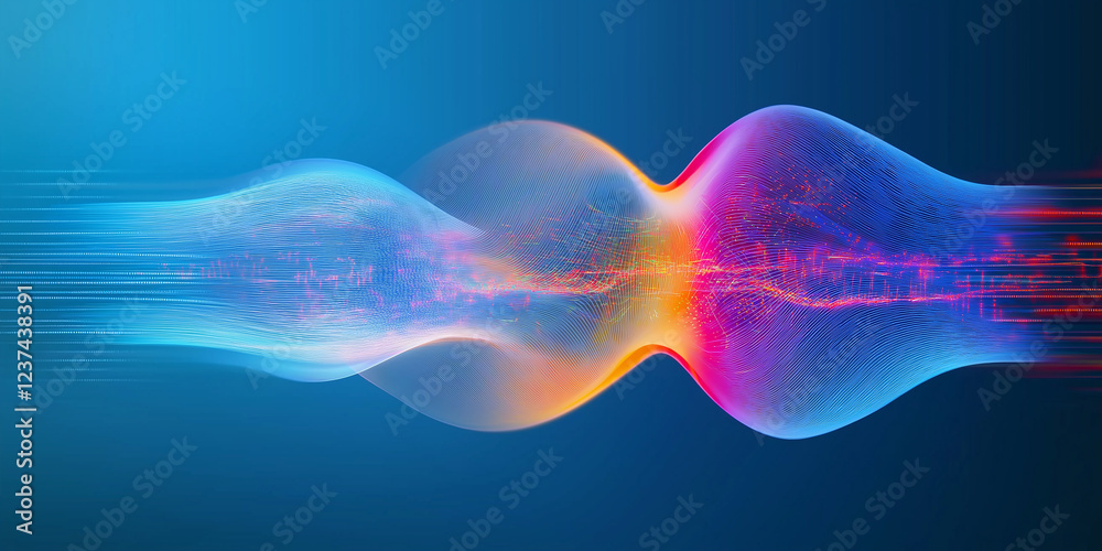 Poster Futuristic data stream transferring digital information with speed and efficiency
