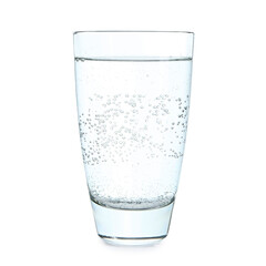 Glass of refreshing soda water isolated on white