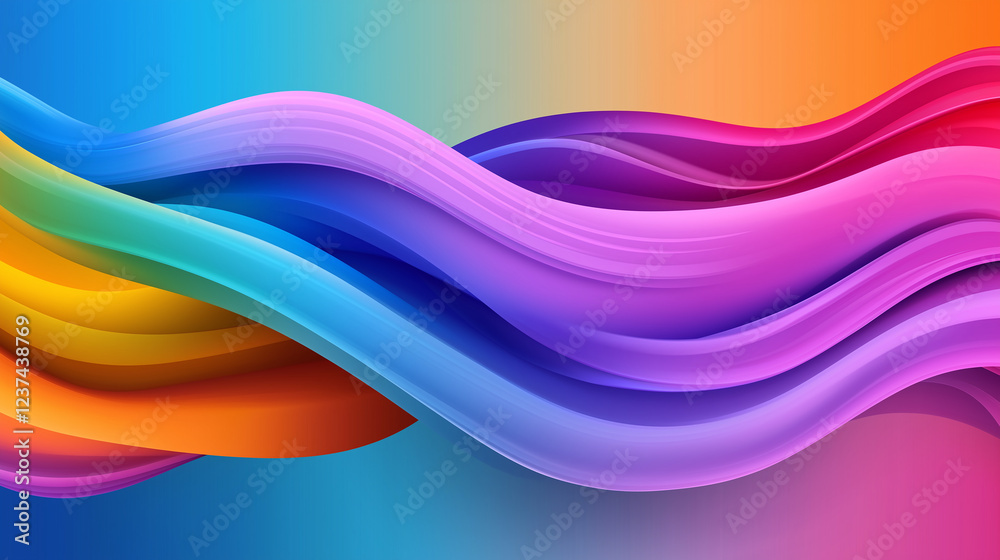 Poster colorful abstract wave design flowing smoothly across vibrant background