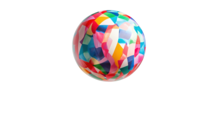 Colorful abstract sphere floating on transparent background