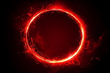 Fiery red circle abstract background; energy, power, design element