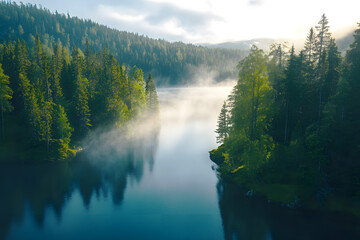 morning mist over the river