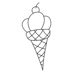 Hand-drawn Ice Cream Clipart: Kawaii Ice Cream Clipart: Outline Doodle Ice Cream