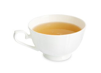 Refreshing green tea in cup isolated on white