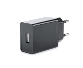 USB power adapter (charger) isolated on white