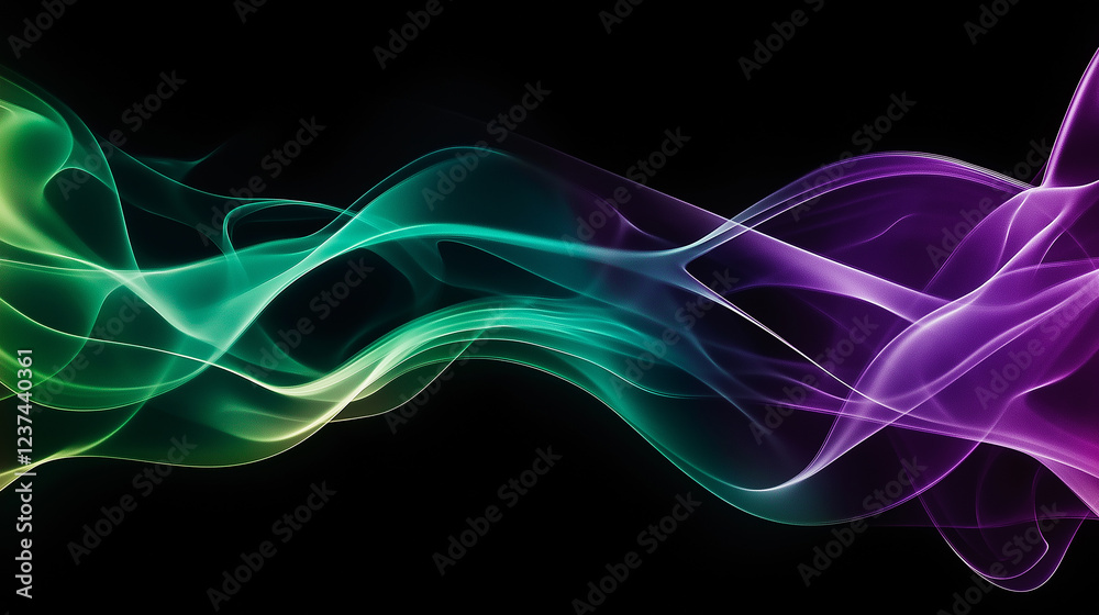 Aufkleber colorful smoke creating abstract wavy pattern on black background