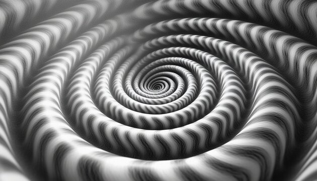 Swirling vortex tunnel with striped pattern in abstract space