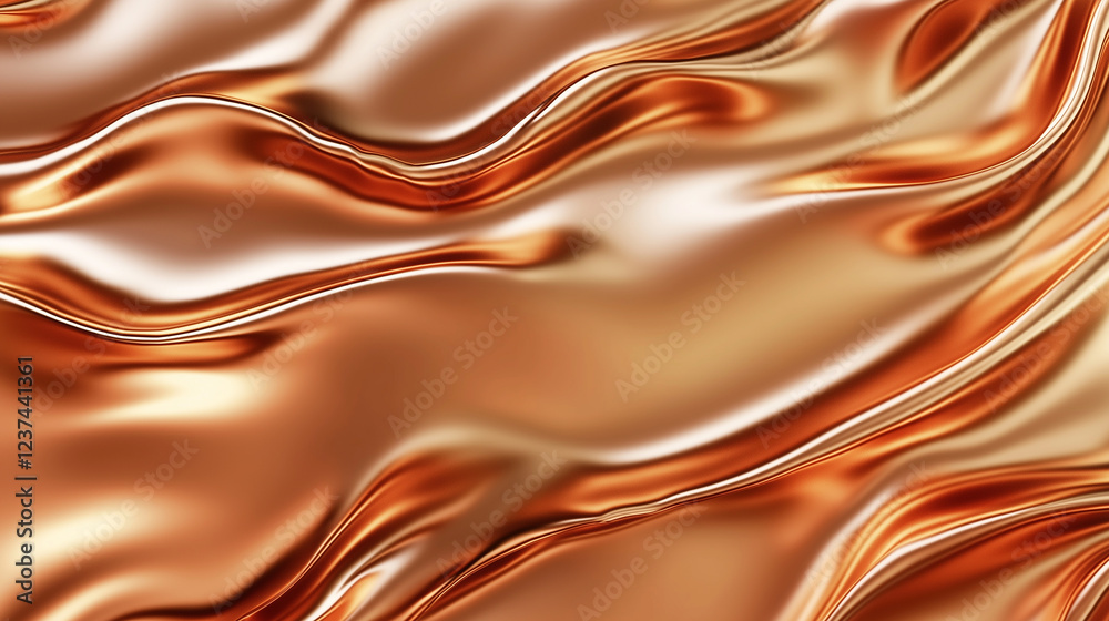 Poster flowing metallic copper fabric creating an elegant background