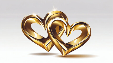 Two intertwined golden hearts, symbolizing love, unity, and commitment. A perfect representation of togetherness and lasting bonds.