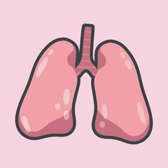 lung organ with outline flat vector design.