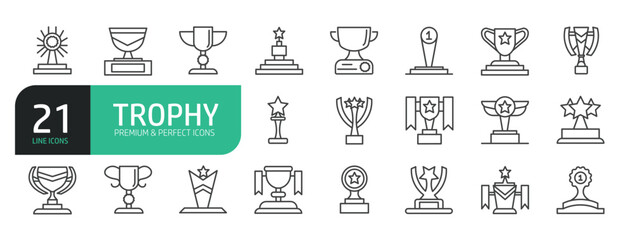 Set Of Trophy Line Icons.